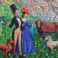 Arthur and the Zombie Apocalypse oil on canvas 84 cm x 183 cm