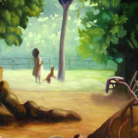 Cat in a Cabbage-tree  - oil on canvas  40cm x50cm 